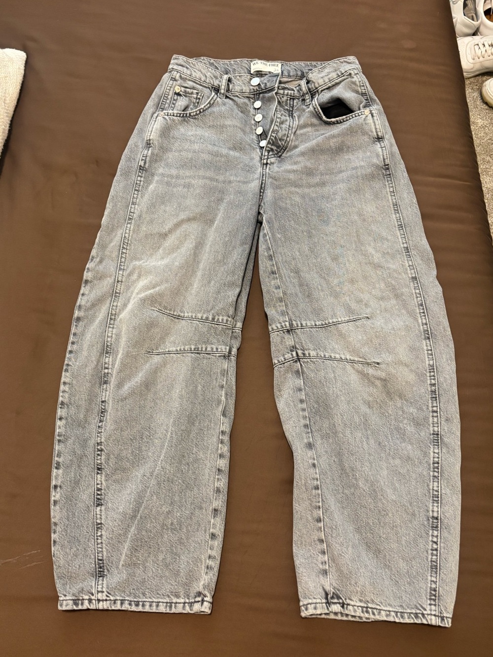 Free People Barrel leg gray jeans